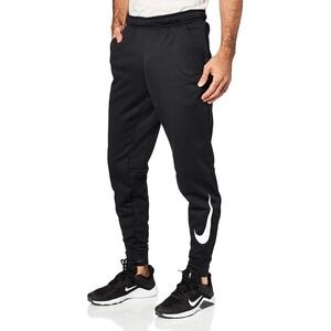 Nike Mens Dri-FIT Tapered Training Joggers Black Big Swoosh Fleece Pants Medium